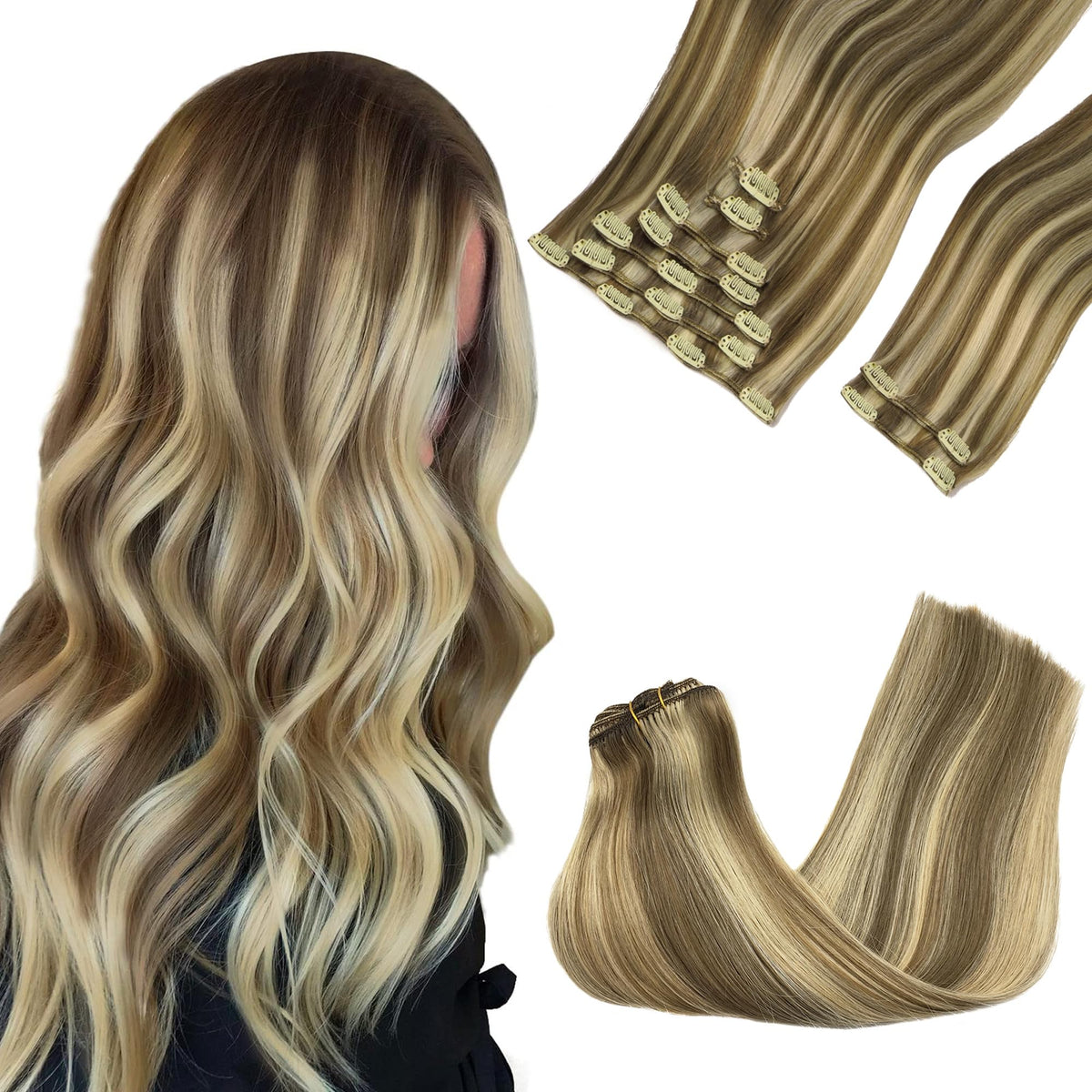 GOO GOO Clip in Hair Extensions 18inch 150g front view