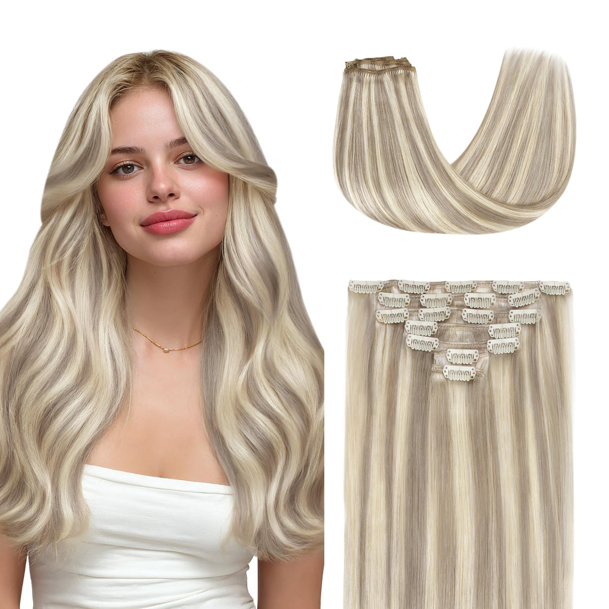GOO GOO Clip in Hair Extensions 18inch #18F/60A front view
