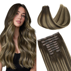 GOO GOO Clip in Hair Extensions 18inch Balayage #4/26/4 front view
