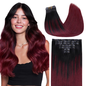 GOO GOO Clip in Hair Extensions 18inch Cherry Cola front view