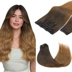 GOO GOO Clip in Hair Extensions 18inch Chocolate Dip front view