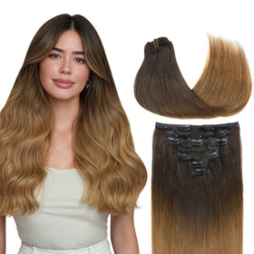 GOO GOO Clip in Hair Extensions 18inch Chocolate Dip front view