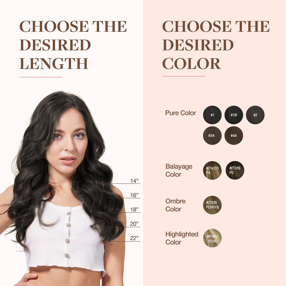 GOO GOO Clip in Hair Extensions 18inch Dark Brown colour range