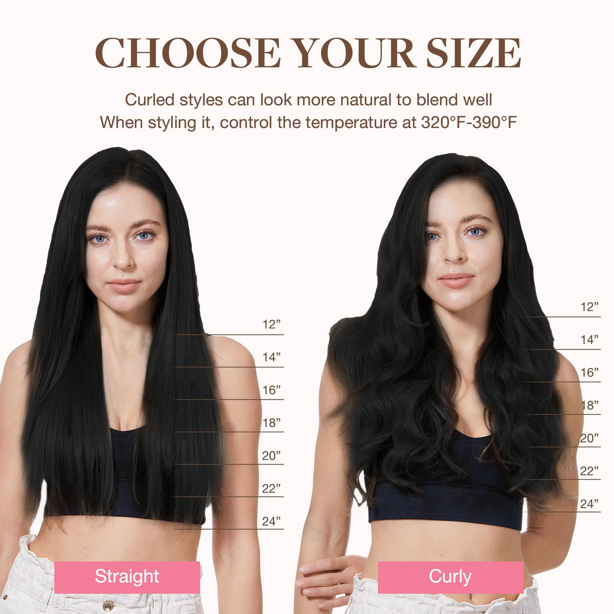 GOO GOO Clip in Hair Extensions 18inch Jet Black with extra clips