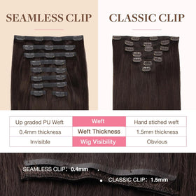 GOO GOO Clip in Hair Extensions 18inch Light Brown close-up of clips