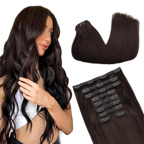 GOO GOO Clip in Hair Extensions 18inch Light Brown front view