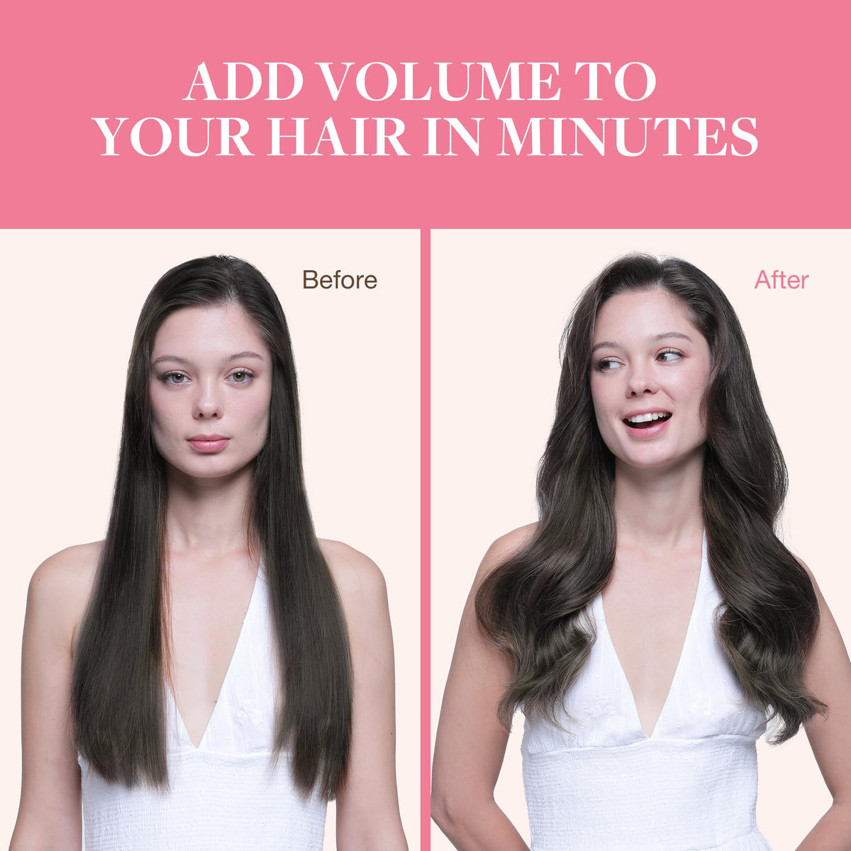 GOO GOO Clip in Hair Extensions 18inch Mocha Brown styled on a model