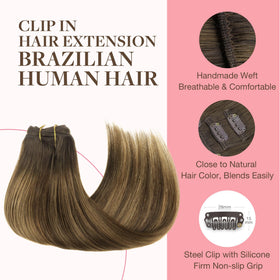 GOO GOO Clip in Hair Extensions 20 inch close-up of clips