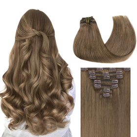 GOO GOO Clip in Hair Extensions 20 inch Light Ash Brown front view