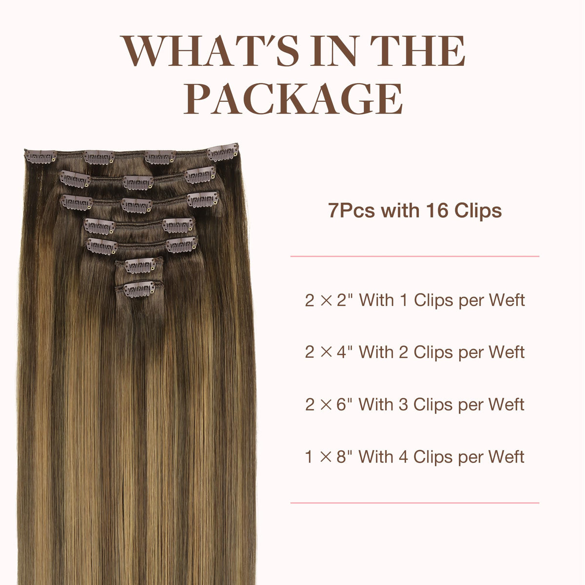GOO GOO Clip in Hair Extensions 20 inch packaging and clips