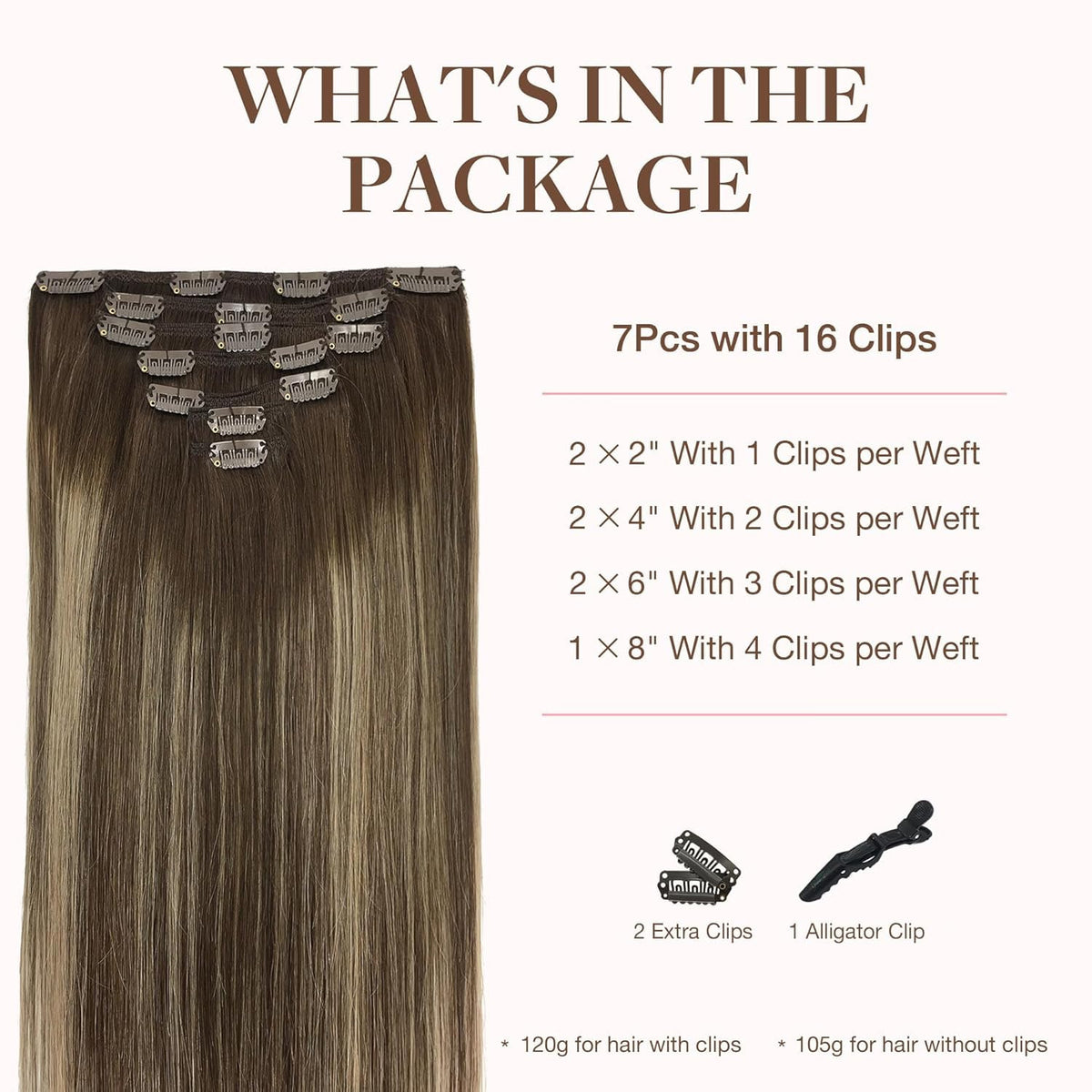 GOO GOO Clip in Hair Extensions 20inch back view