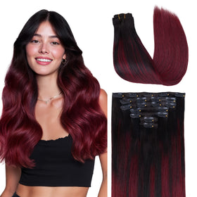 GOO GOO Clip in Hair Extensions 20inch Cherry Cola front view