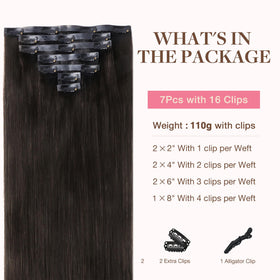 GOO GOO Clip in Hair Extensions 20inch Dark Brown packaging