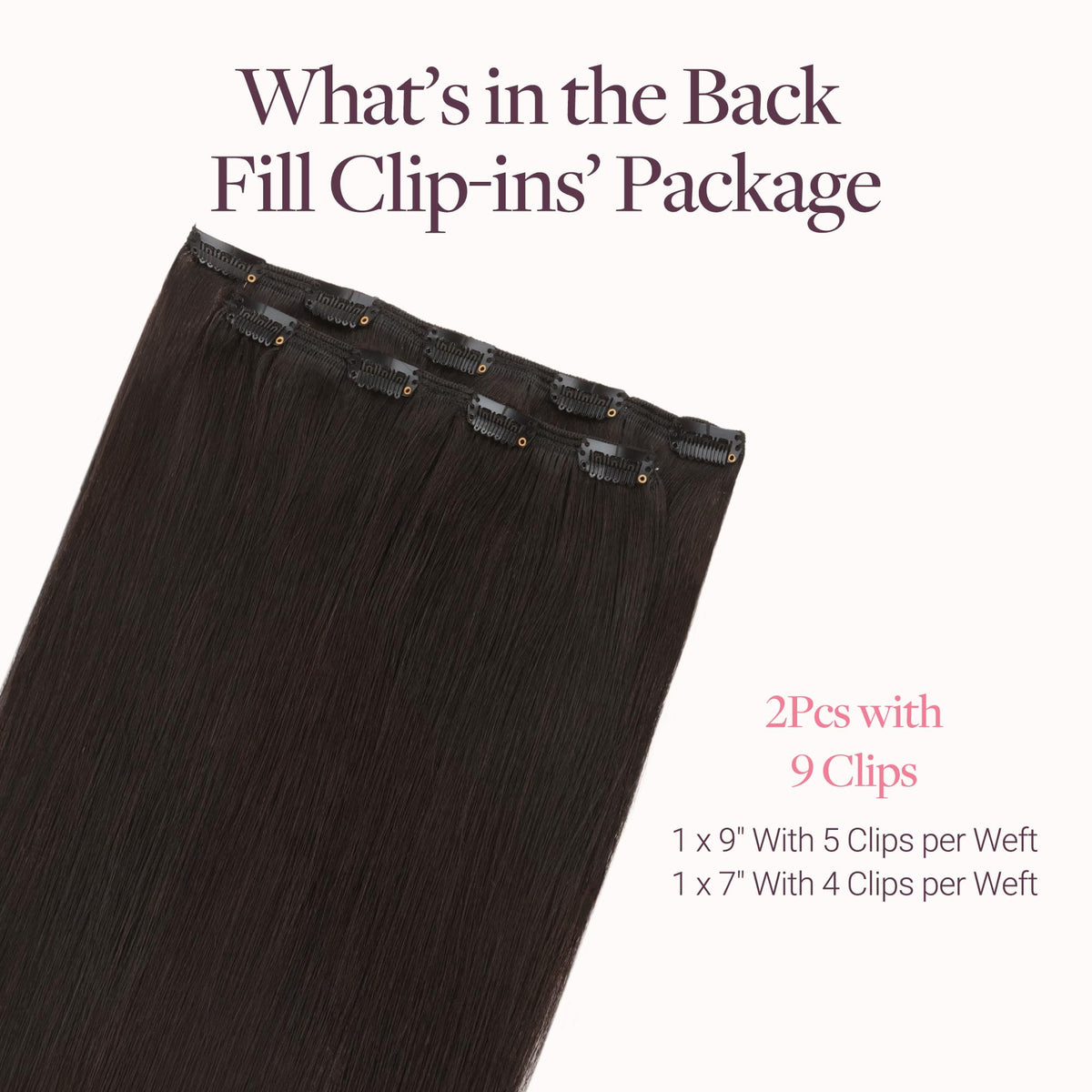 GOO GOO Clip in Hair Extensions 20inch Dark Brown side view