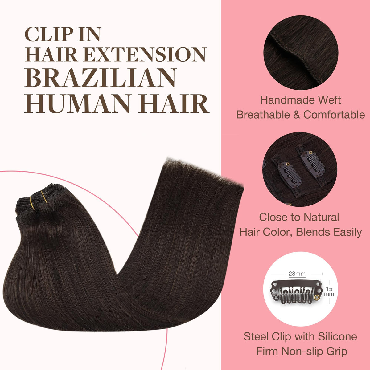 GOO GOO Clip in Hair Extensions 20inch displayed on a mannequin