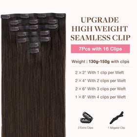 GOO GOO Clip in Hair Extensions 20inch Light Brown back view