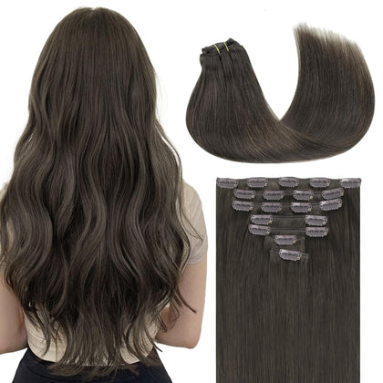 GOO GOO Clip in Hair Extensions 20inch Mocha Brown front view