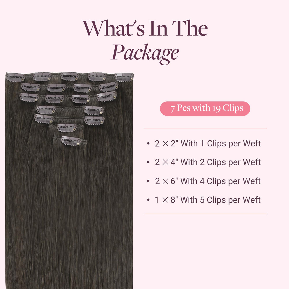 GOO GOO Clip in Hair Extensions 20inch Mocha Brown packaging