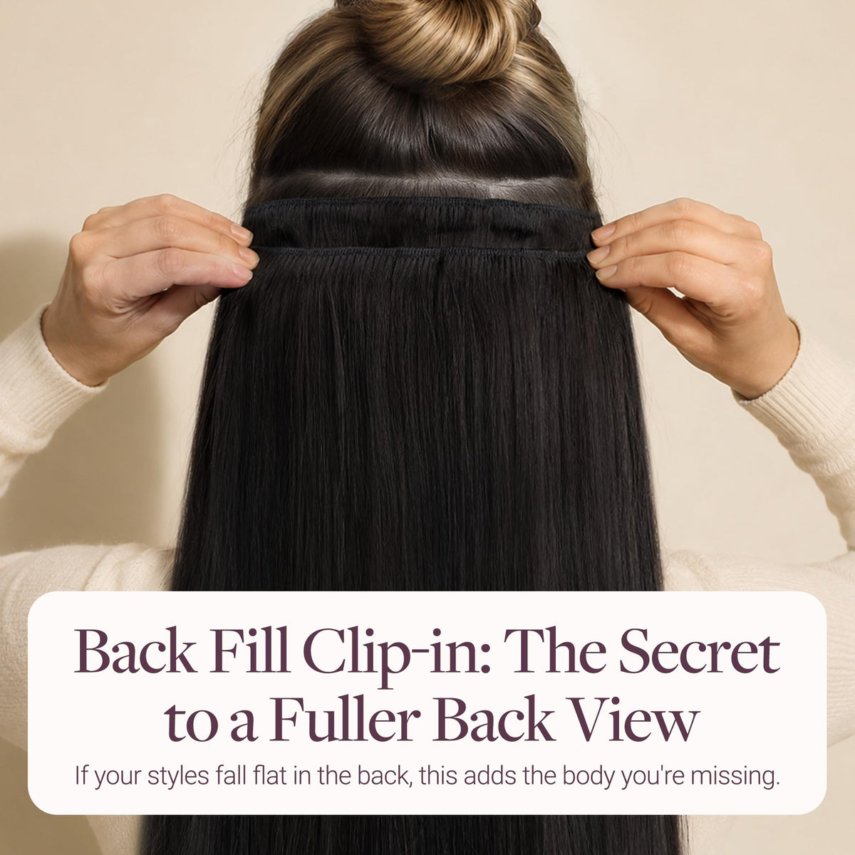 GOO GOO Clip in Hair Extensions 20inch Natural Black close-up of clips