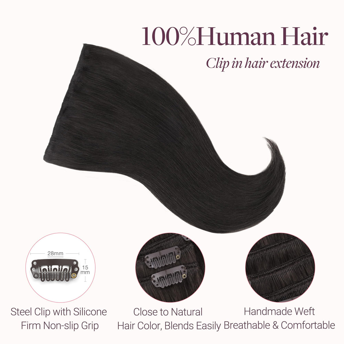 GOO GOO Clip in Hair Extensions 20inch Natural Black lifestyle scene