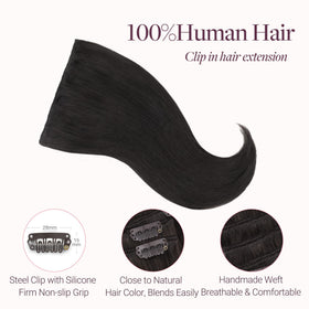 GOO GOO Clip in Hair Extensions 20inch Natural Black lifestyle scene