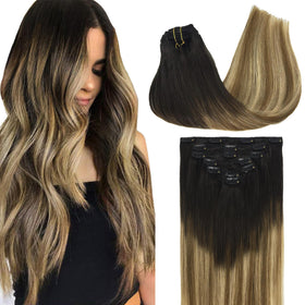 GOO GOO Clip in Hair Extensions 20inch natural brown to dirty blonde
