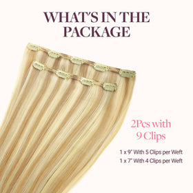 GOO GOO Clip in Hair Extensions 20inch packaging and clips