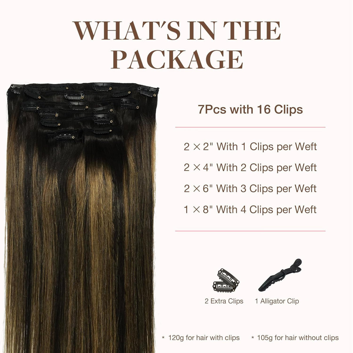 GOO GOO Clip in Hair Extensions 20inch packaging with clips