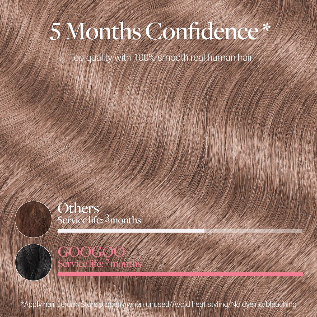 GOO GOO Clip in Hair Extensions 20inch Rose Gold close-up of clips