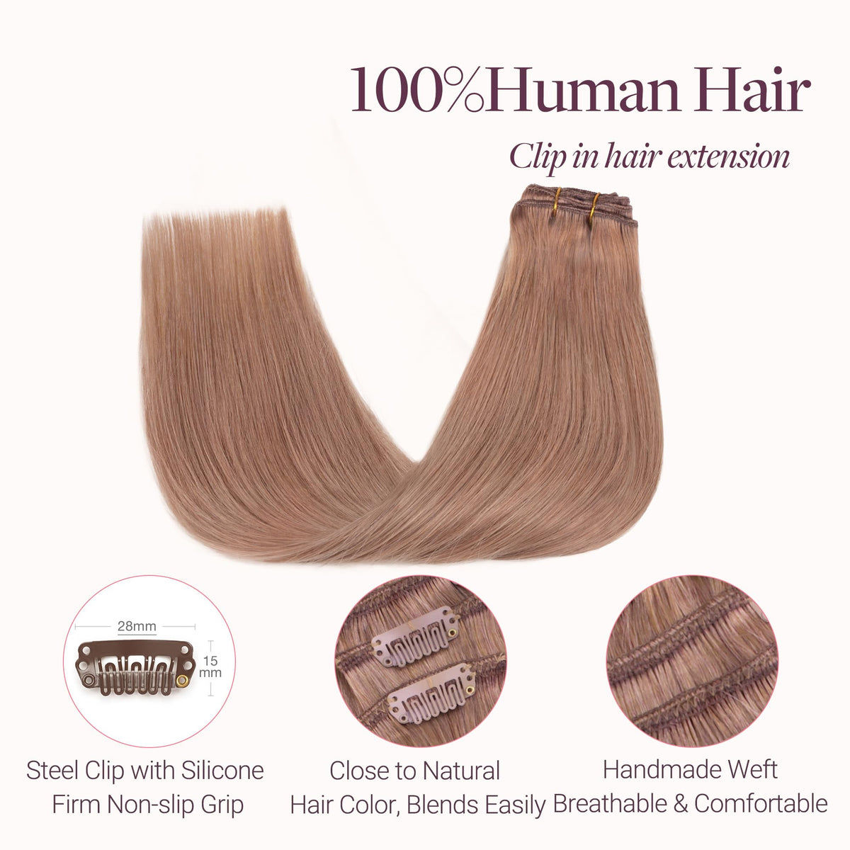 GOO GOO Clip in Hair Extensions 20inch Rose Gold packaging