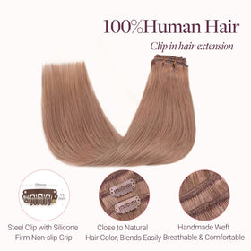 GOO GOO Clip in Hair Extensions 20inch Rose Gold packaging