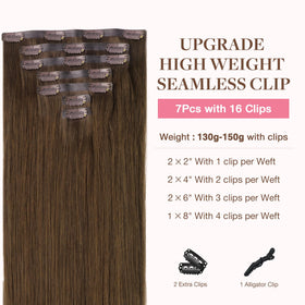 GOO GOO Clip in Hair Extensions 22 inch #4A Chocolate Brown packaging