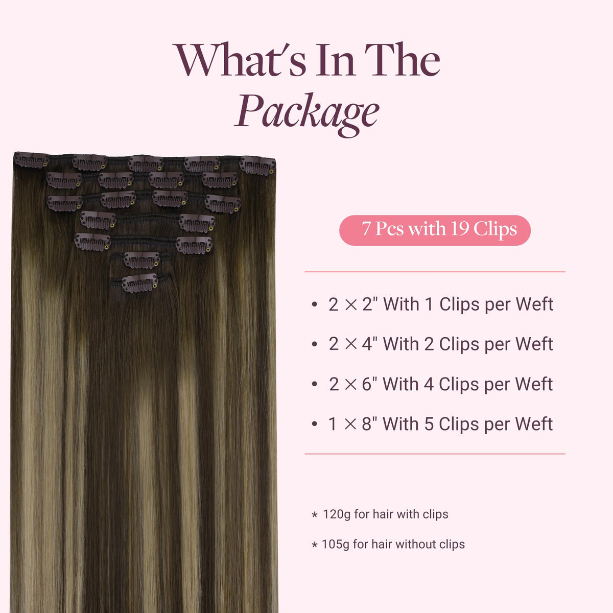 GOO GOO Clip in Hair Extensions 22 inch back view