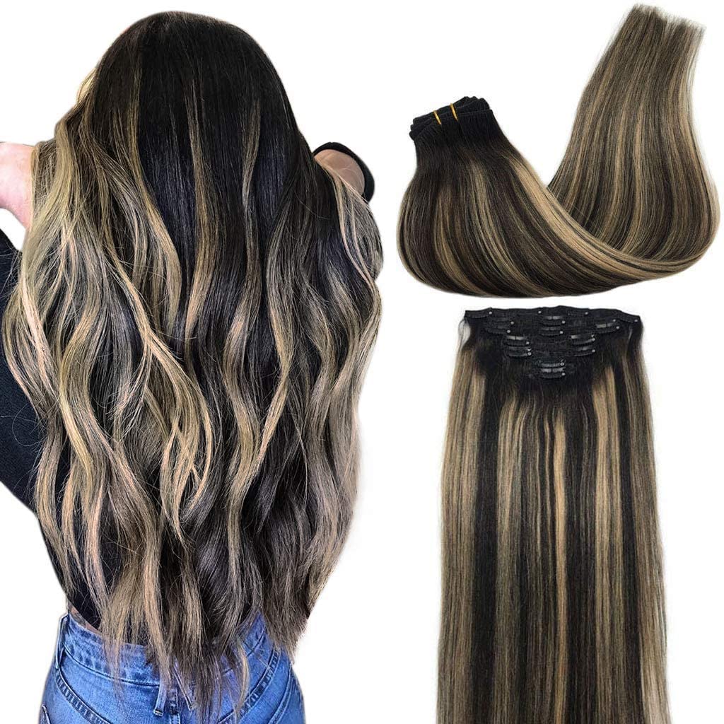 GOO GOO Clip in Hair Extensions 22 Inch Balayage front view