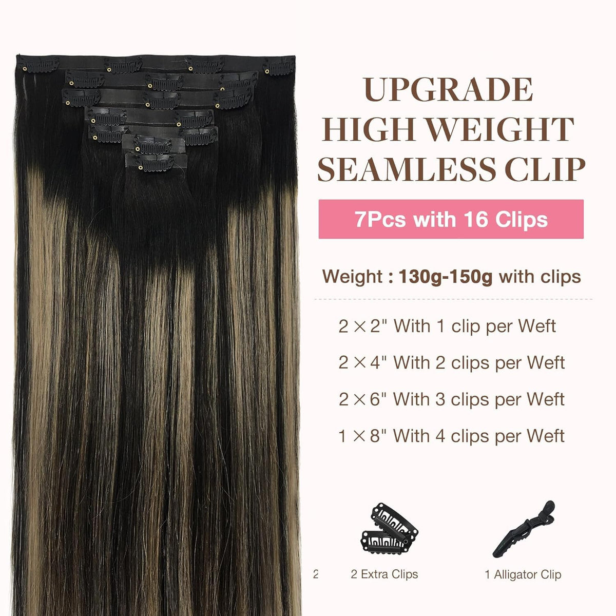 GOO GOO Clip in Hair Extensions 22 Inch Balayage packaging