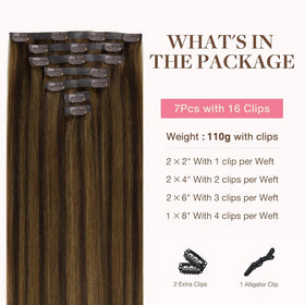 GOO GOO Clip in Hair Extensions 22 Inch Brown Sugar Highlights packaging