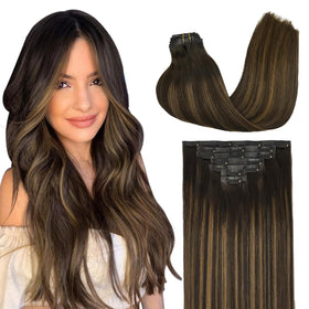 GOO GOO Clip in Hair Extensions 22 Inch Dark Brown front view