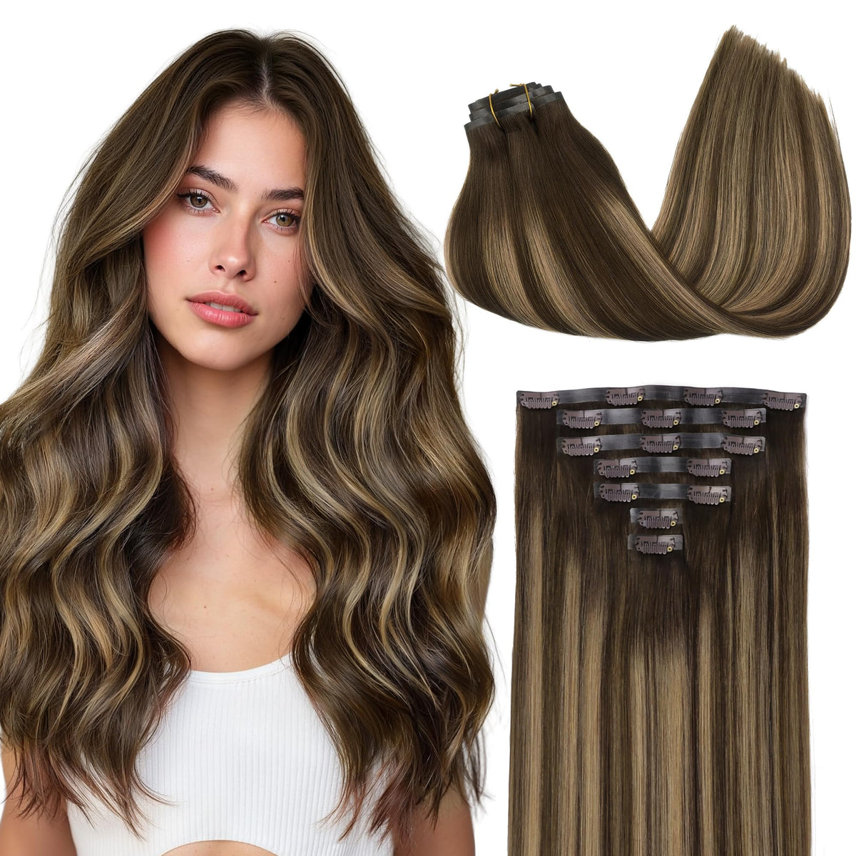 GOO GOO Clip in Hair Extensions 22 Inch front view
