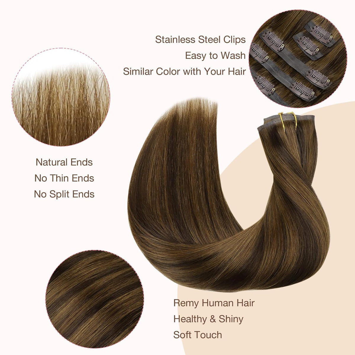 GOO GOO Clip in Hair Extensions 22 Inch texture demonstration