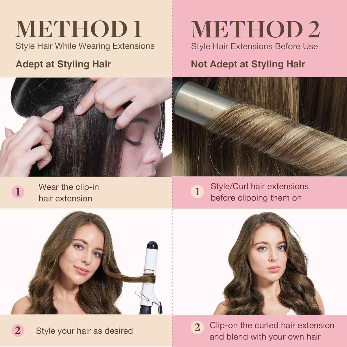GOO GOO Clip in Hair Extensions 22 Inch texture demonstration