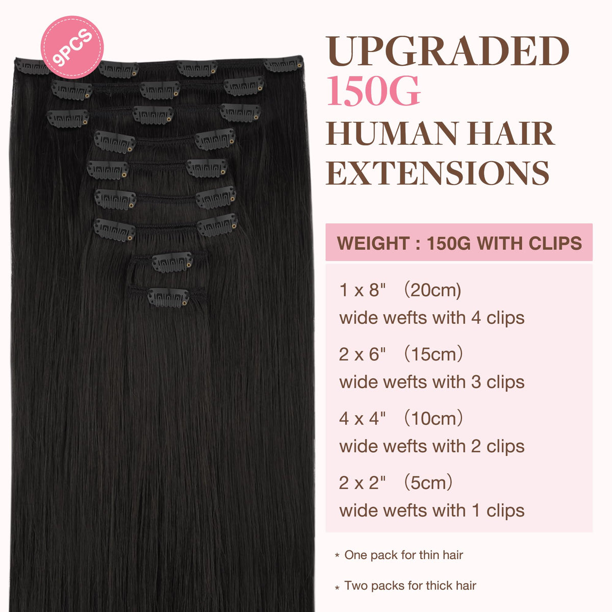 GOO GOO Clip in Hair Extensions 220g packaging