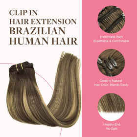 GOO GOO Clip in Hair Extensions 22inch 150g back view