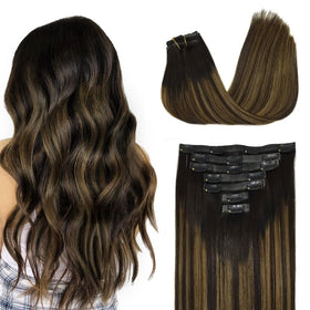 GOO GOO Clip in Hair Extensions 22inch 150g Balayage front view