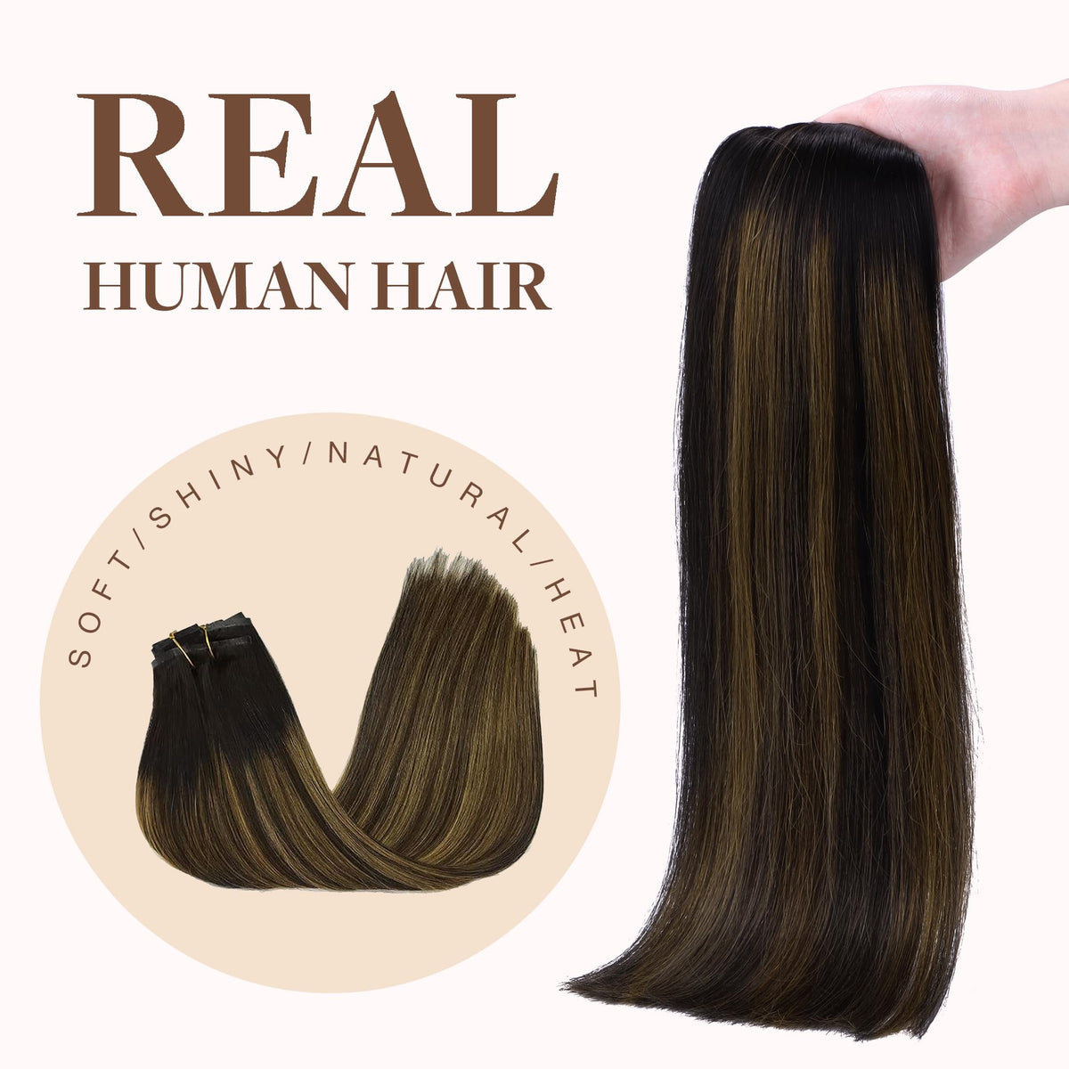 GOO GOO Clip in Hair Extensions 22inch 150g Balayage texture detail