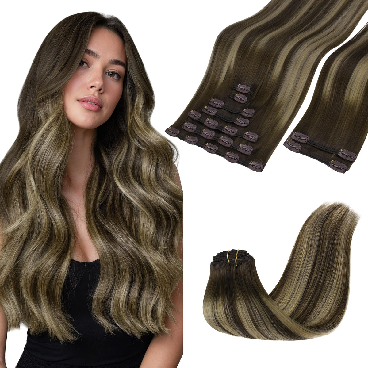 GOO GOO Clip in Hair Extensions 22inch 150g front view
