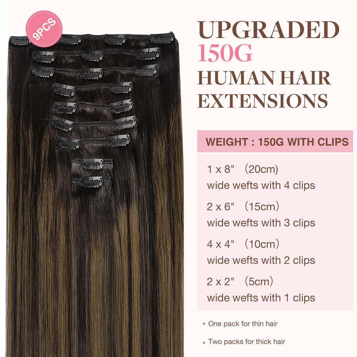 GOO GOO Clip in Hair Extensions 22inch 150g packaging