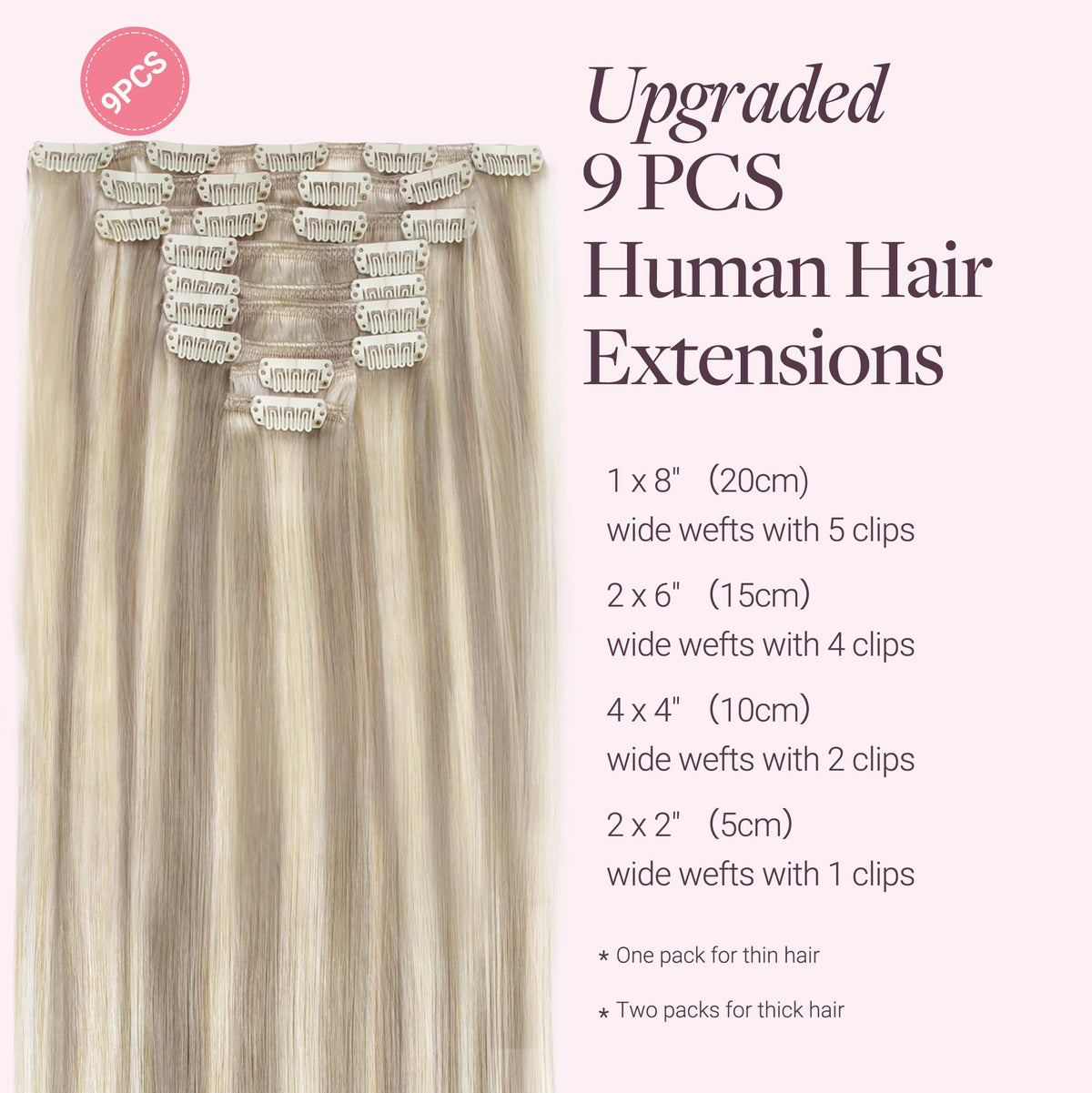GOO GOO Clip in Hair Extensions 22inch back view