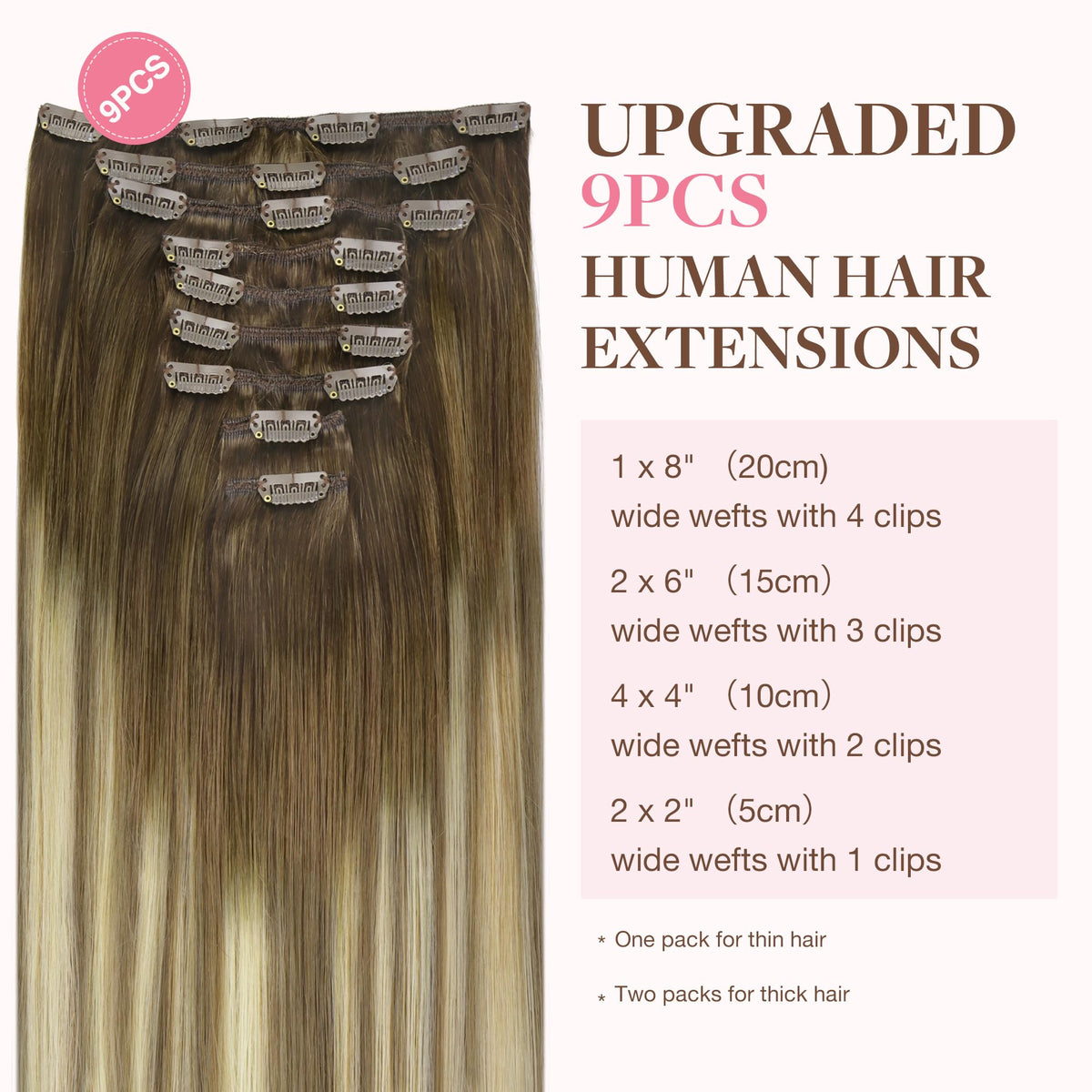 GOO GOO Clip in Hair Extensions 22inch Balayage packaging