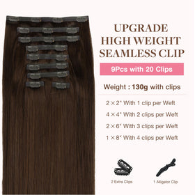 GOO GOO Clip in Hair Extensions 22inch Chocolate Brown packaging
