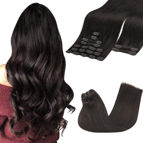 GOO GOO Clip in Hair Extensions 22inch Dark Brown front view
